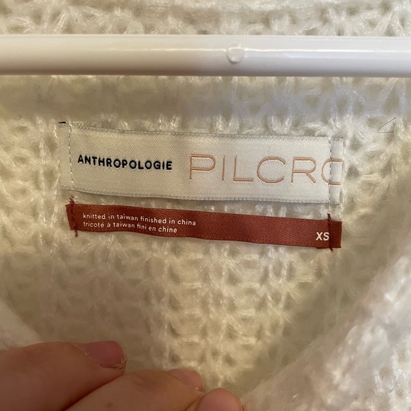 Pilcro Anthropologie Cream December Pointelle Open Knit Sweater - Picture 2 of 6